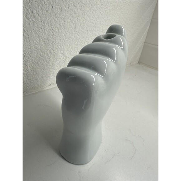 VTG Porcelain White Left Hand Toothbrush Pen Candle Holder Gift Artsy Modern - Picture 4 of 12